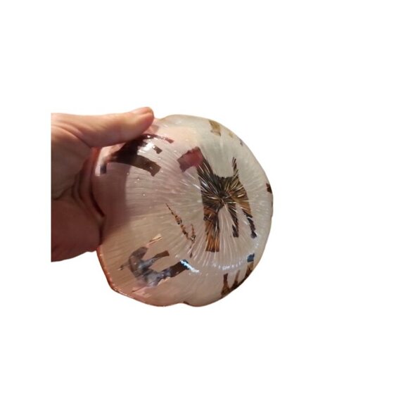 Vintage Iridescent Frosted Glass Bowl W/ Scottie Dog Design & Prism Effect Signe - Picture 9 of 9